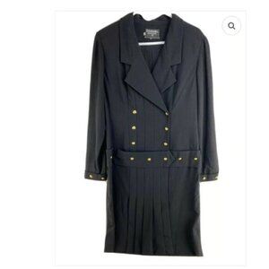 Vintage Chanel 80's Navy Maxi Pleated Dress Size 42